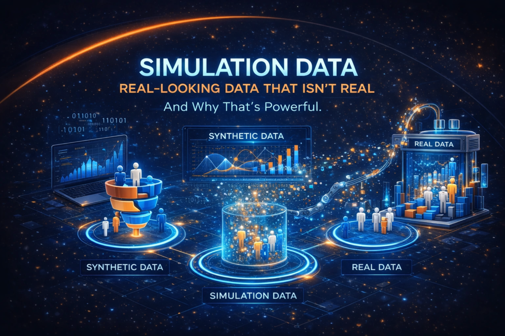 Synthetic data is created data that behaves realistivally. Synthetic data generation and usage is widely spread